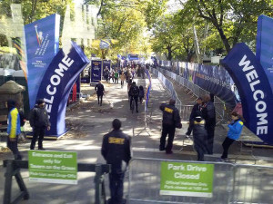 Entrance to the final mile of the marathon in Central Park.